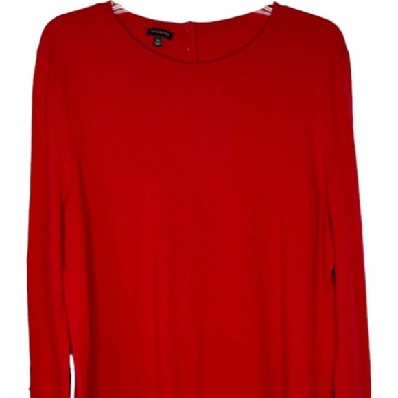 Talbots Lambswool Blend Back Button Sweater Bell Cuff - Red - XL - Picture 2 of 8